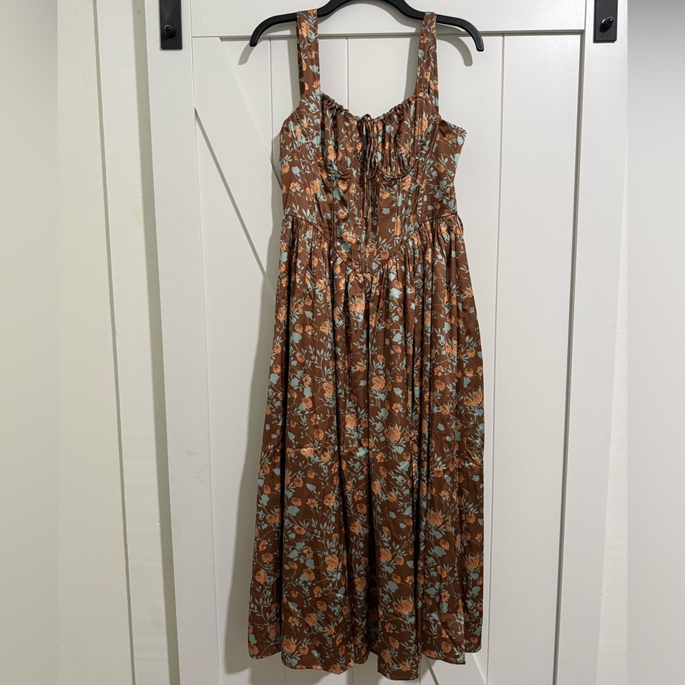 The Vintage Shop Floral Brown Maxi Dress